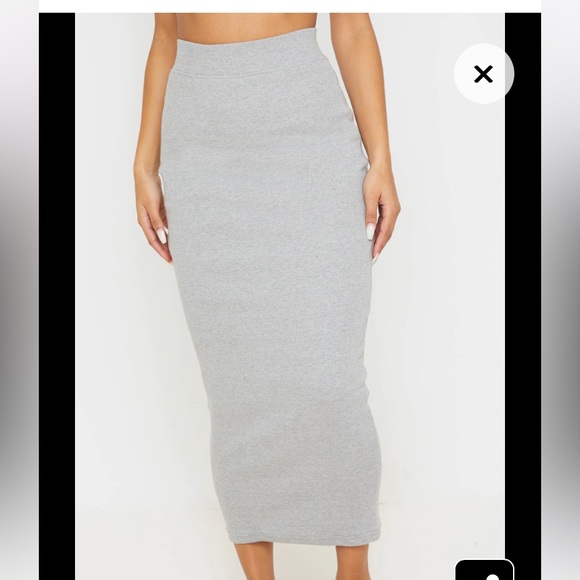 Grey Heavy Rib Bodycon Maxi Skirt - Picture 3 of 5